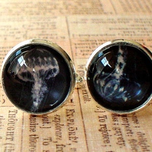 20% OFF -- 16 mm Black and white Jellyfish Cuff Links ,Mens Accessories, Anchor Cuff links,Perfect Gift Idea