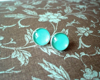 Teal earring stud,Blue Green earrings,gift for her