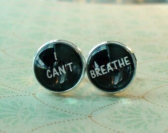 20% OFF -- 16 mm Black and white  I can't Breathe Cuff Links ,Mens Accessories