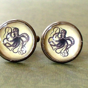 Vintage stijl Octopus 16 mm manchetknopen, mens accessoires, , perfect cadeau-idee