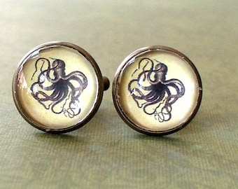 Vintage style Octopus 16 mm Cuff Links ,Mens Accessories, ,Perfect Gift Idea