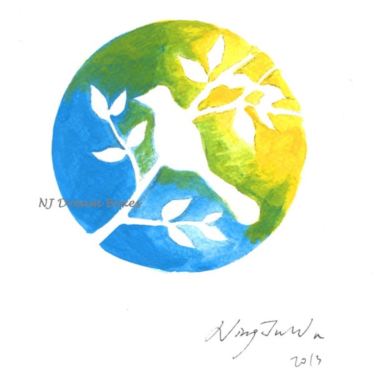Waiting the wind Bird and tree Gray and white Ring,Sweet gift idea 20/% OFF
