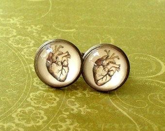 20% OFF -- 16 mm Vintage style Anatomical Heart  Cuff Links ,Mens Accessories, ,Perfect Gift Idea