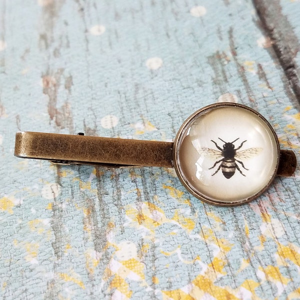 20% OFF -- 18 mm Vintage Style Honey Bee  Tie clip ,Vintage look,Mens Accessories,Perfect Gift Idea