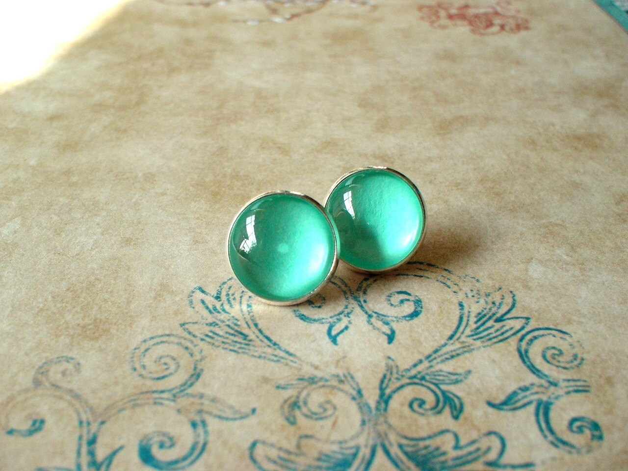 20 OFF Mint color earring stud Blue earringcute Etsy