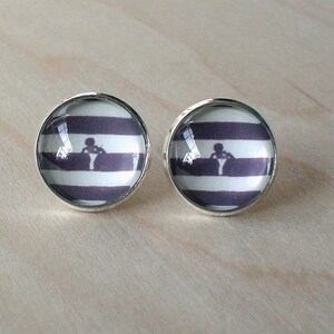 Crossing the lines Grayish Brown And White Stud Earrings,modern fashion stud earrings,Cute Gift Idea