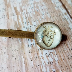 20% OFF -- 18 mm Vintage style Anatomical Heart Tie clip ,Vintage look,Mens Accessories,Perfect Gift Idea