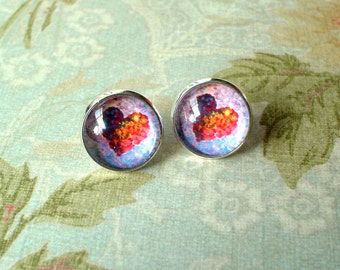 Read My Heart Red Pink Heart Stud Earrings,Valentine,Sweet Gift For Her