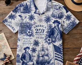 USA 250e verjaardag Hawaiiaans shirt 1776-2026, patriottische 4 juli Aloha shirt, Amerikaanse vlag Independence Day outfit cadeau