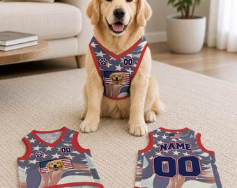 Custom US 2026 Family Soccer Jersey Pet Dog Football Shirt Matching Owner Dog Gift Personalized United States Face Football Tee USA 250th