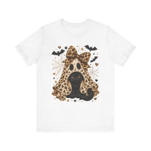 Leopard Ghost Cat Halloween T-Shirt | Black Cat, Bats, Spiderwebs