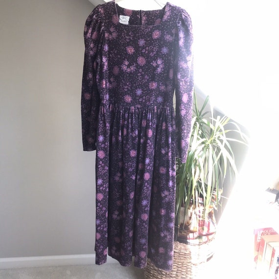 Vintage Laura Ashley Corduroy Purple Dress US 10 … - image 2