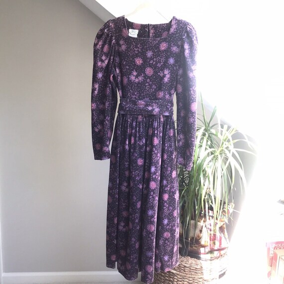 Vintage Laura Ashley Corduroy Purple Dress US 10 … - image 1