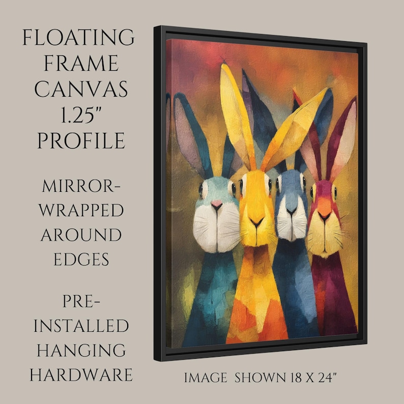 Contemporary Rabbit Designs Colorful Rabbit Wall Art Print, Modern Abstract Animal Artwork, Four ...