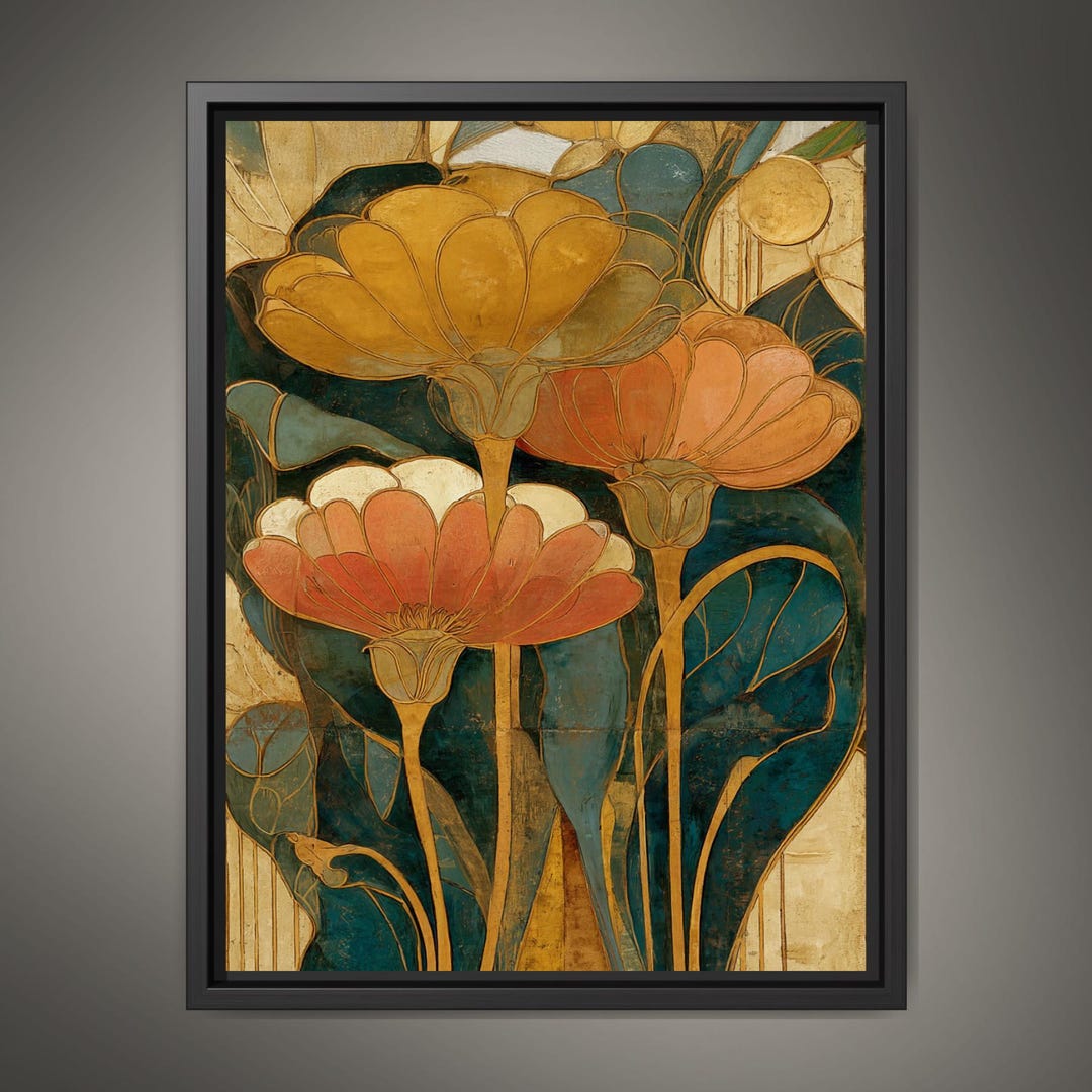 Boho Botanical Wall Art Flower Print Mid Century Floral Modern Room ...