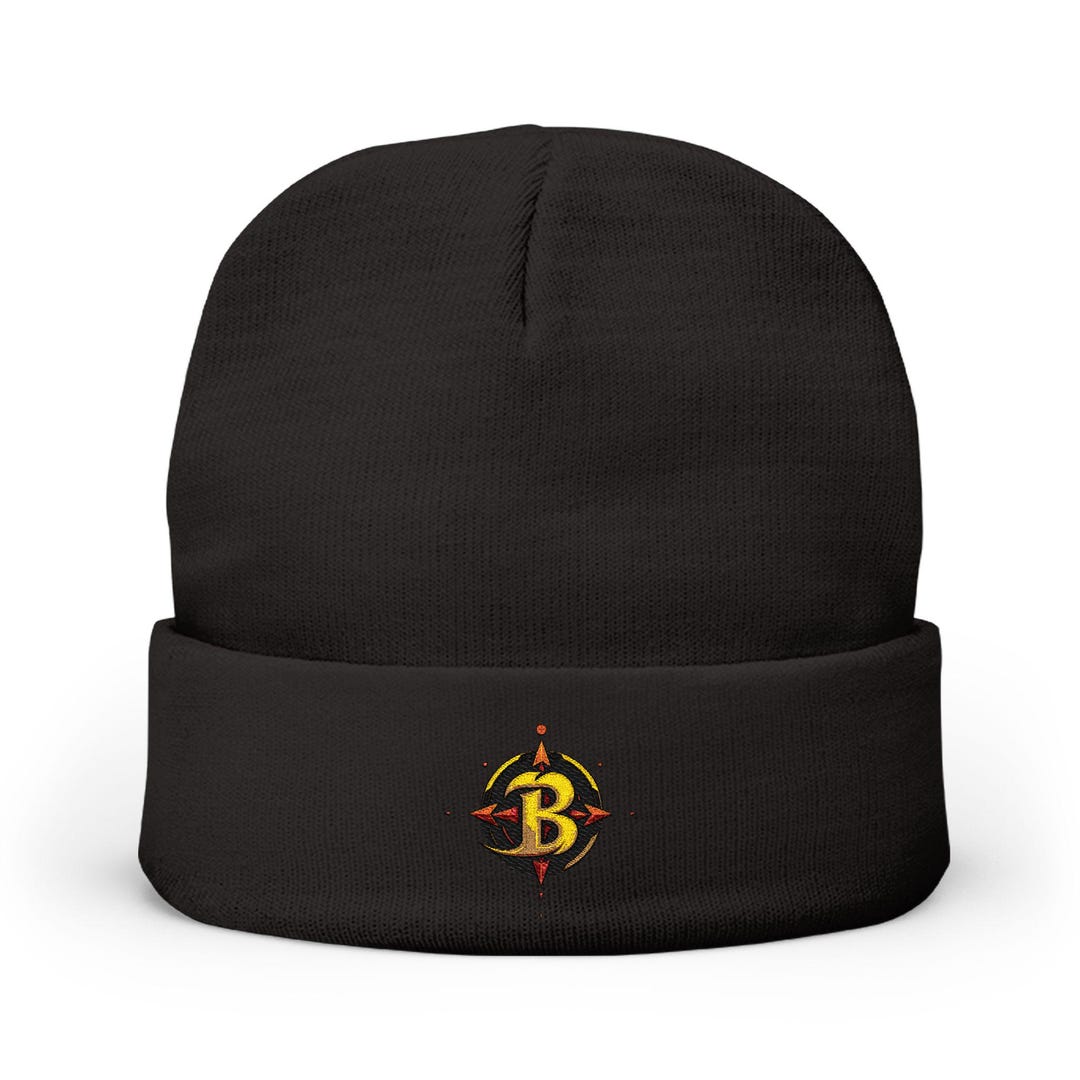 Compass B Logo Beanie | Embroidered Knit Cuffed Hat | Streetwear Winter ...