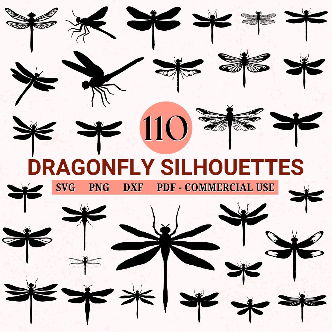 110 Dragonfly Silhouette SVG Bundle | Insect Clipart | Nature Winged ...
