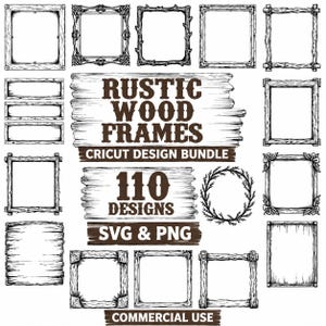 Rustic Wood Frames Svg & Png Bundle 110 Farmhouse Border Designs Instant Downloads