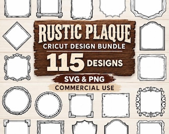 115 Rustic Plaque Svg Bundle, Wooden Frame Svg, Rustic Label Shapes, Farmhouse Frame Graphics, Plaque Svg Png, Commercial Use