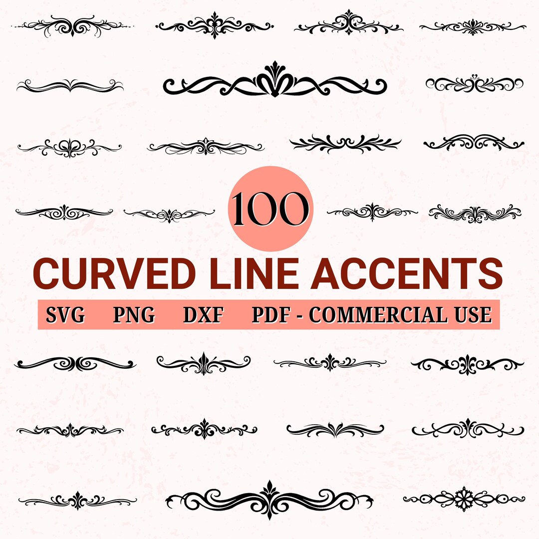 100 Curved Line Accents Svg Bundle | Elegant Abstract Curve Decorative ...