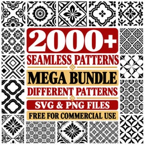 2000+ Mixed Seamless Patterns Svg Bundle Png | Floral, Geometric And Decorative Repeating Designs for Cricut, Laser Engraving & Sublimation