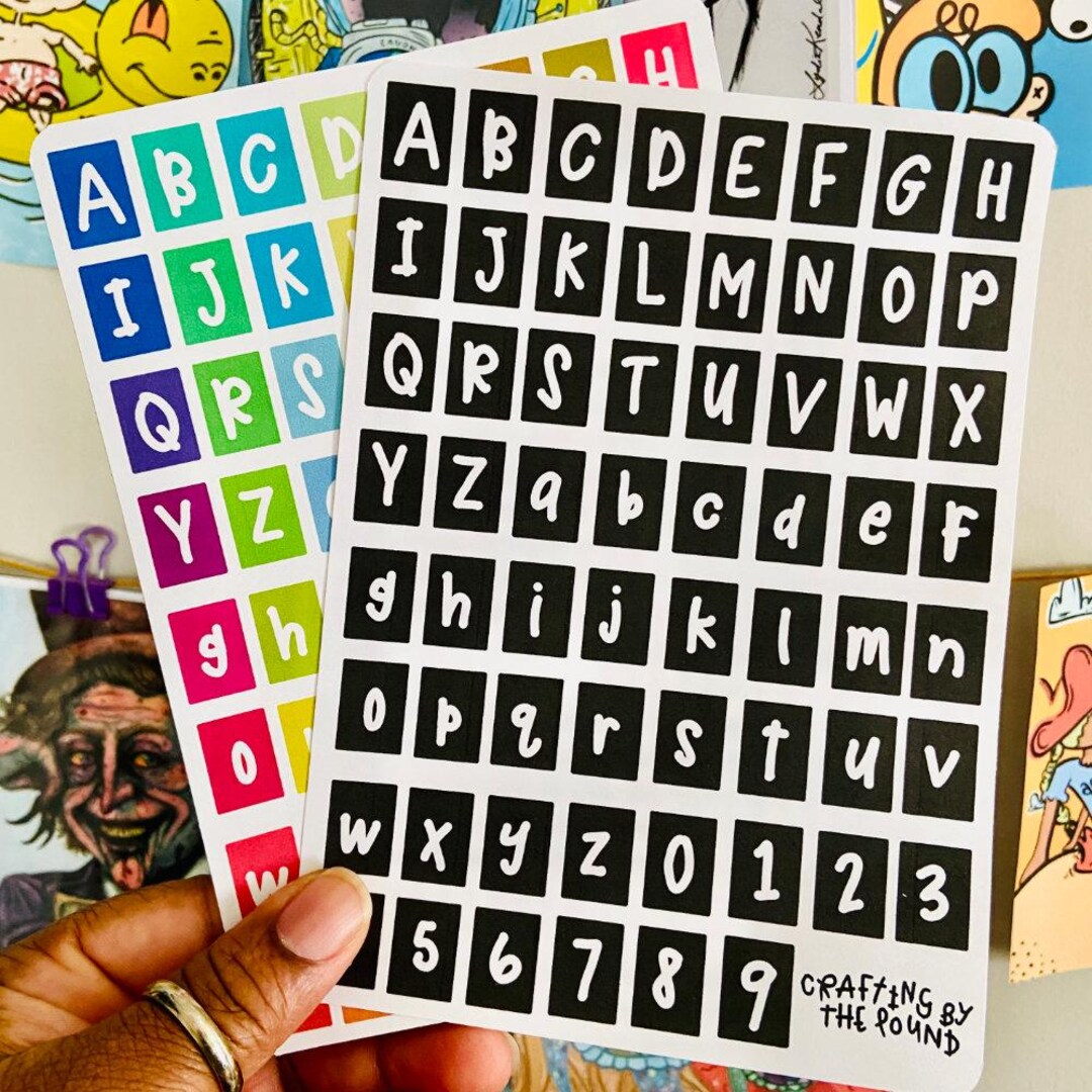 Square Letters Doodle Sticker Sheets, Use for Everyday Planner, Journal ...