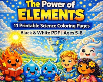 Coloriages Éléments de la nature | 11 pages scientifiques à imprimer pour les enfants de 5 à 8 ans