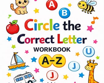 Entourez la bonne lettre de A à Z | Cahier d'exercices pour l'alphabet préscolaire