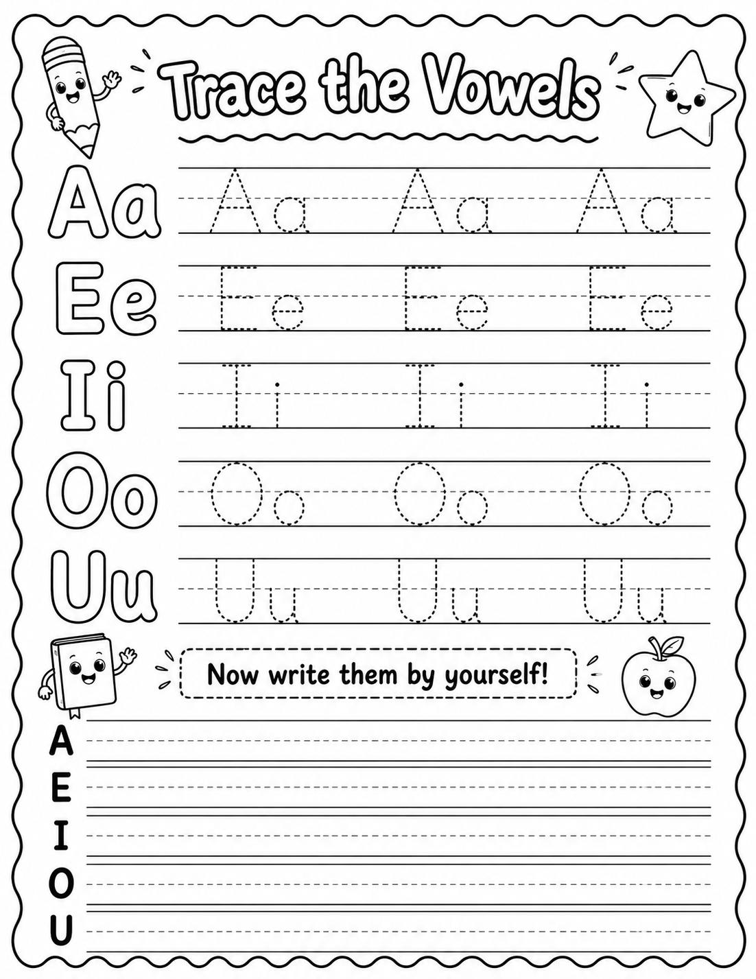 Learning Vowels Activity Packet for Kids Printable Preschool
