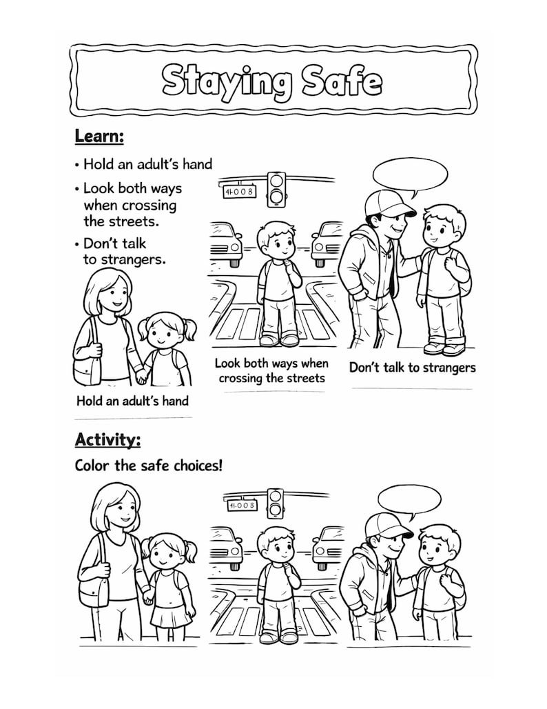 Avoiding Strnagers Daily Life Skills for Kids | Printable Routine Worksheets - Etsy