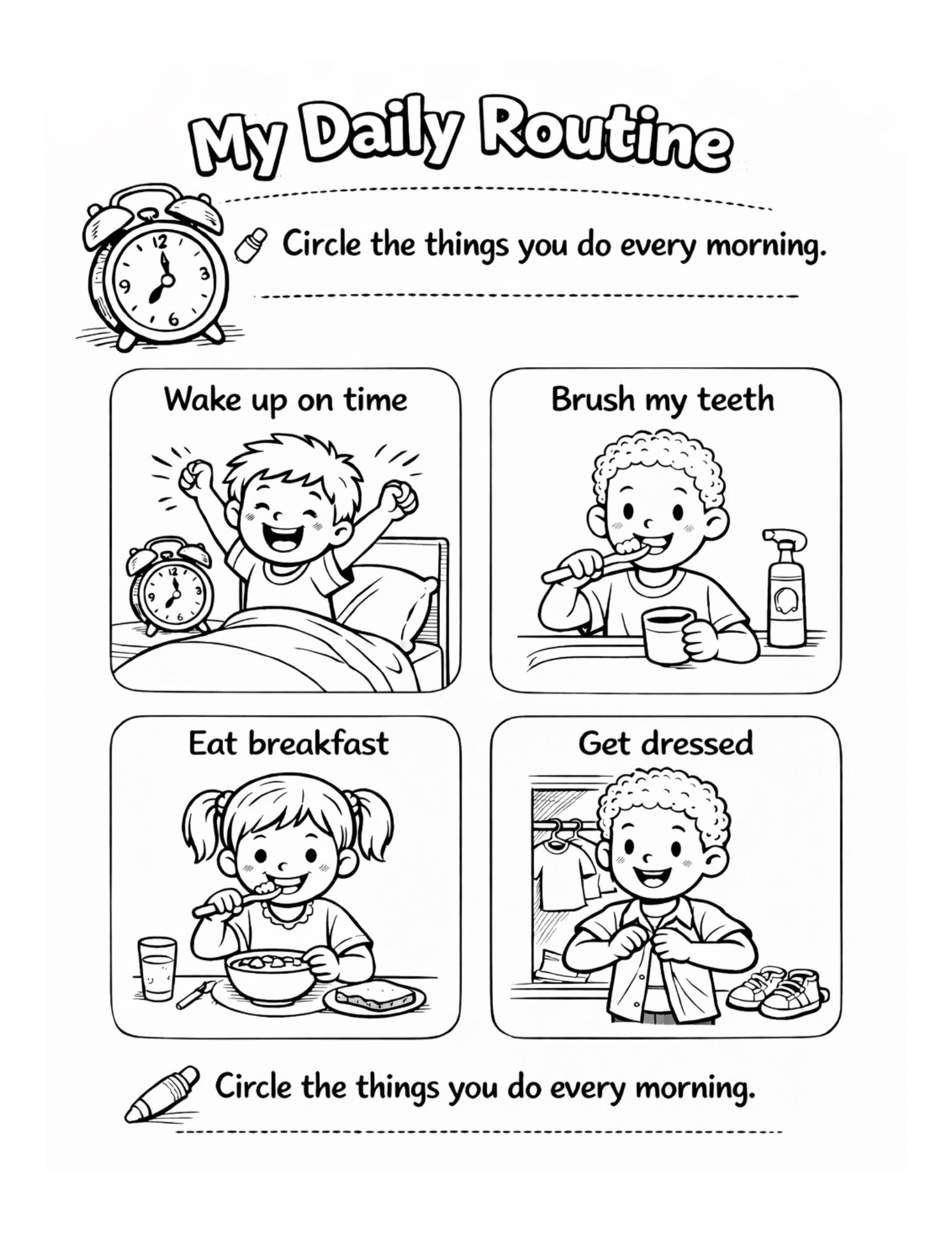 Daily Life Skills for Kids | Printable Routine Worksheets - Etsy