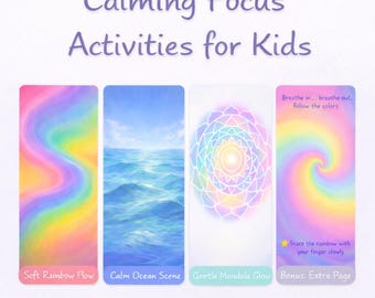 Focus apaisant pour enfants à imprimer | Feuille de travail sur la respiration arc-en-ciel | Activité de pleine conscience pour se calmer PDF