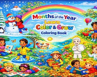Livre de coloriage des mois de l'année pour enfants | Apprendre à colorier et cultiver | PDF éducatif imprimable