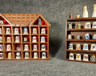 VINTAGE THIMBLE COLLECTION 46 pcs with two wooden racks