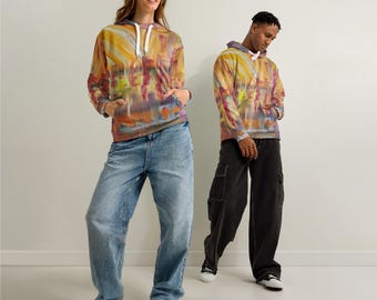 Warme hoodie met abstracte kunst – Hoodie met gedurfde moderne borstel – DZS Boat