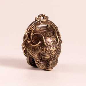 Motorcycle Guardian Bell, Brass Tiger Keychain, Good Luck Car Charm, Vintage Gift for Men