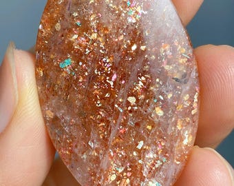 Rainbow Gold Sunstone Collector Palm Stone, Natural Crystal Home Decor