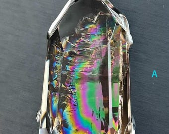 Smoky Quartz Pendant, Large Rainbow Flash Crystal, One of a Kind Jewelry Necklace