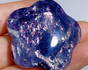 Pietra di palma a forma di fiore di iolite naturale iniettata di sangue, ciondolo grezzo, cristallo curativo da collezione