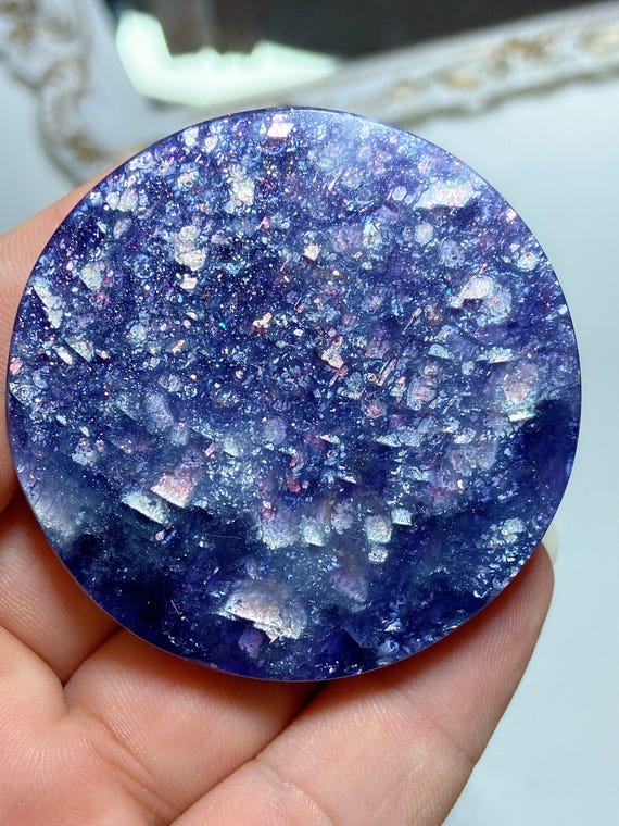Bloodshot Iolite Sunstone Palm Disc, Large Polished Natural Healing Cabochon