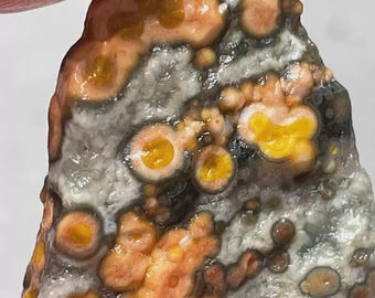 Natuurlijke oceaanjaspis ruwe steen 4,6 g, exemplaar uit Madagaskar orbicular jaspis