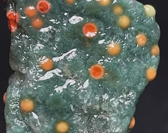 Jaspe oceánico orbicular verde, piedra en bruto, cristal curativo