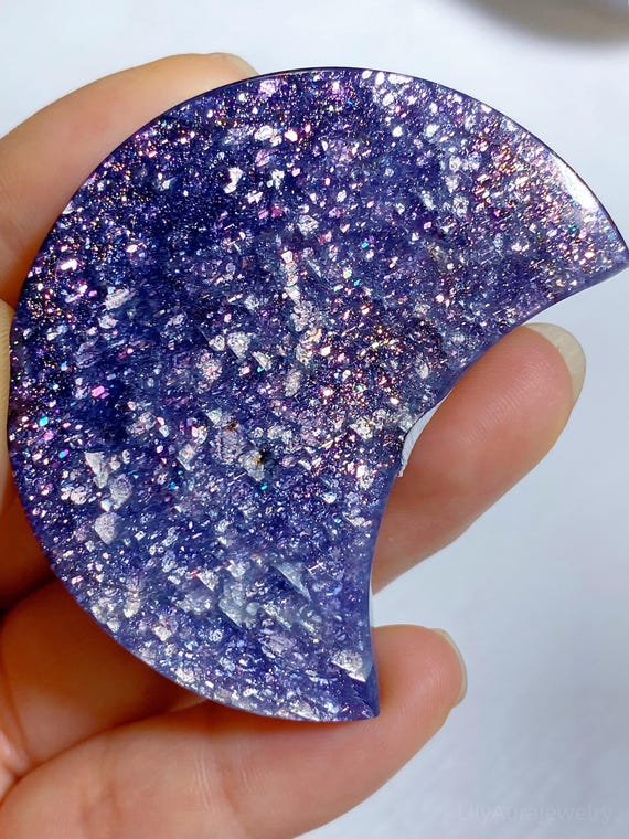 Rare Bloodshot Iolite Crescent Moon Crystal, Natural Collector Metaphysical Decor