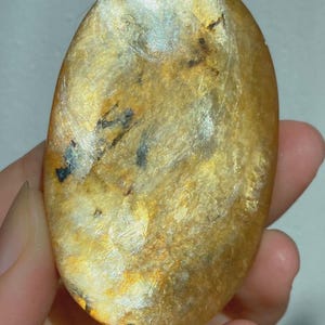 Golden Lepidolite Mica Palm Stone, Shimmering Flash Crystal Worry Stone