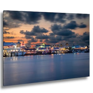 Johns Pass, Florida, Estampado de la Hora Azul - Marina de larga exposición, Decoración Costera
