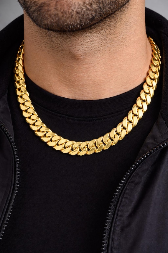 Handmade 14K Solid Gold Miami Cuban Link Chain | Men's Luxury Necklace