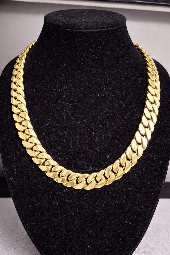 Handmade 14K Solid Gold Miami Cuban Link Chain | Men's Luxury Necklace