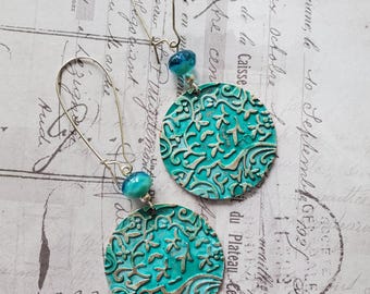 Turquoise Floral Disc Earrings: Southwestern, Coastal Cowgirl, Beachy Fashion