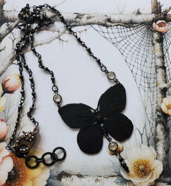Butterfly Necklace Choker: Black Romantic Gothic Glam Jewelry