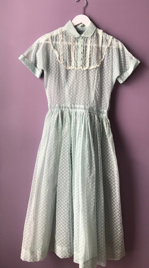 1952 baby blue sheer voile